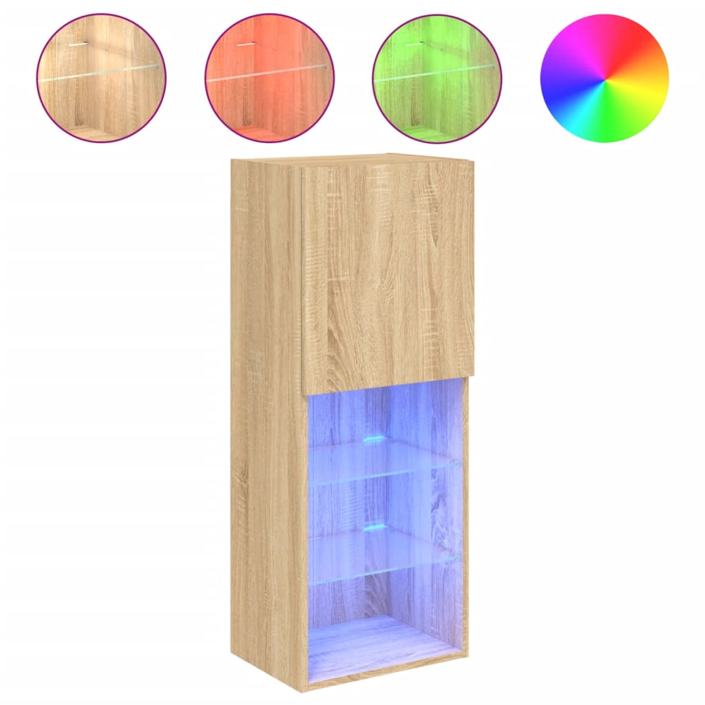 TV Cabinet with LED Lights Sonoma Oak 40,5x30x102 cm
