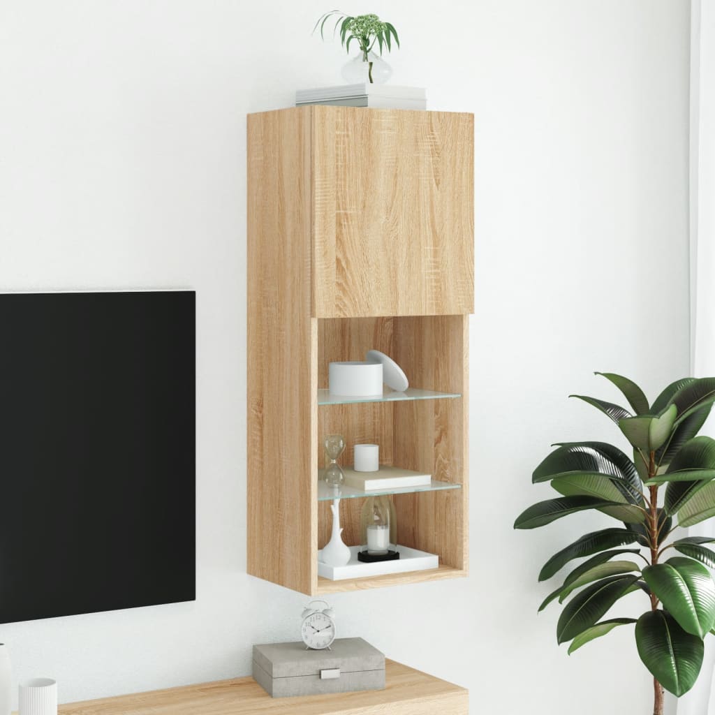 vidaXL TV Cabinet with LED Lights Sonoma Oak 40.5x30x102 cm