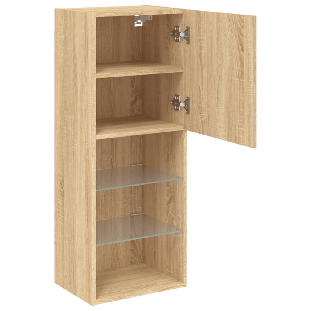 vidaXL TV Cabinet with LED Lights Sonoma Oak 40.5x30x102 cm