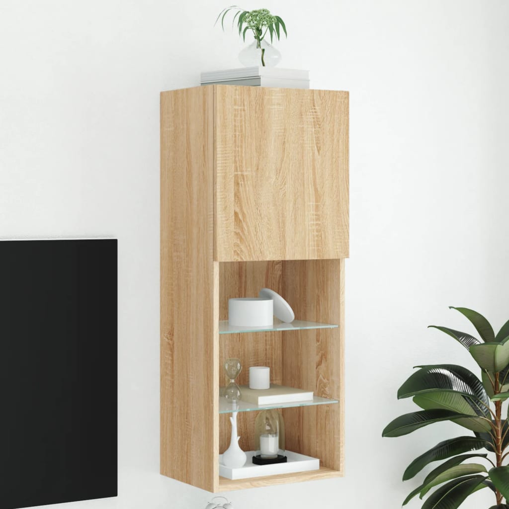 vidaXL TV Cabinet with LED Lights Sonoma Oak 40.5x30x102 cm