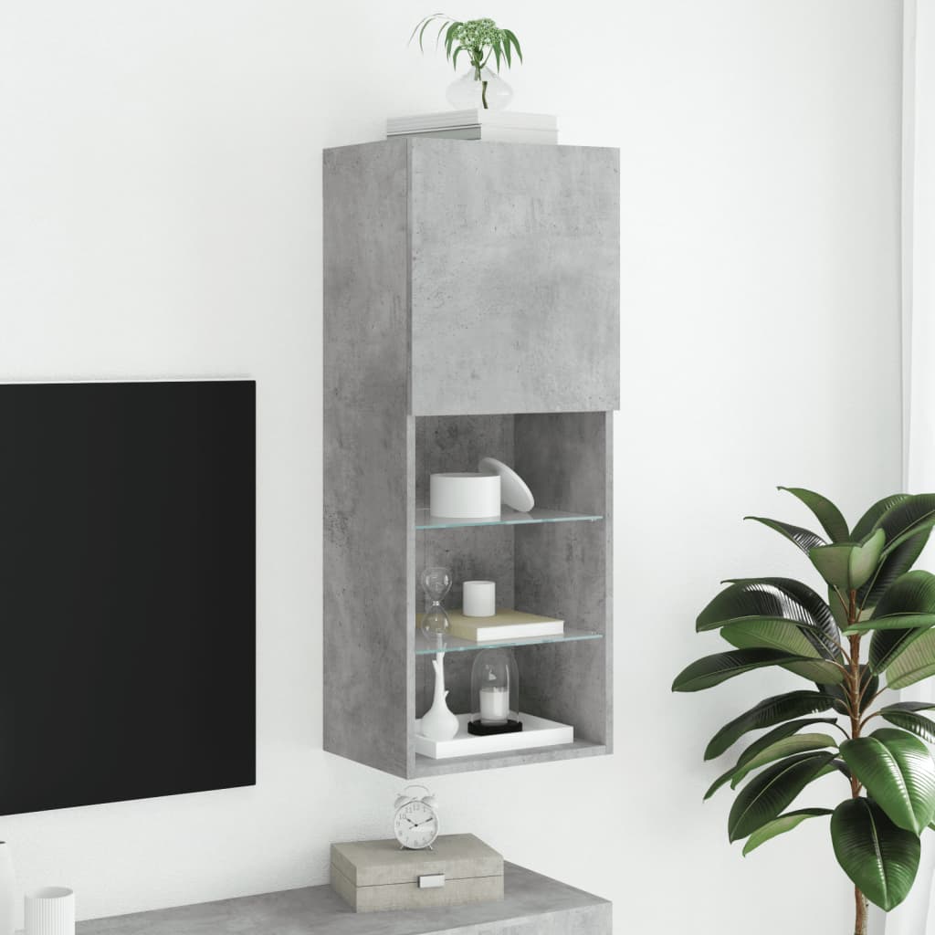 TV Cabinet with LED Lights Concrete Grey 40,5x30x102 cm