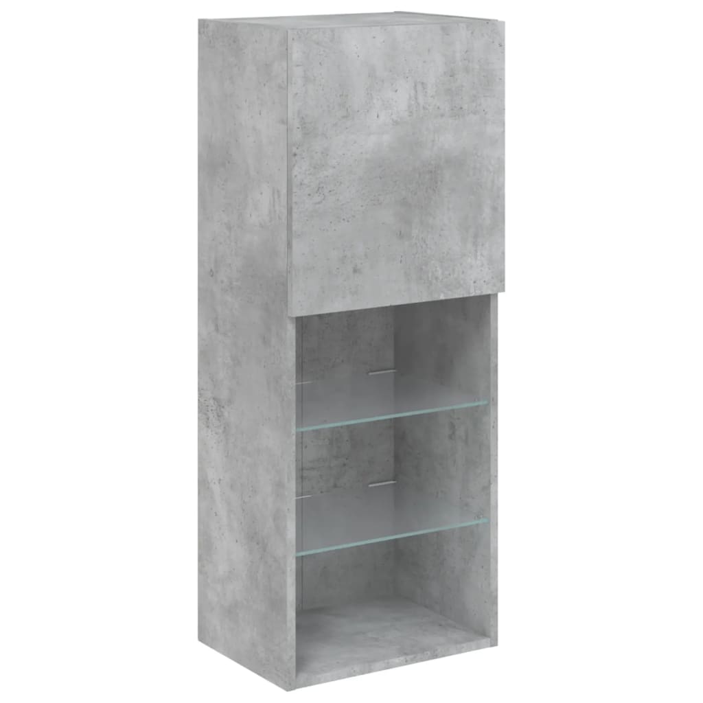 TV Cabinet with LED Lights Concrete Grey 40,5x30x102 cm