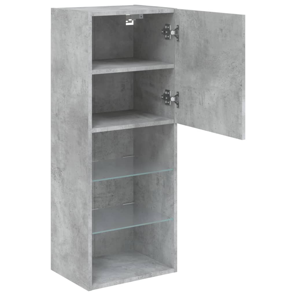 TV Cabinet with LED Lights Concrete Grey 40,5x30x102 cm