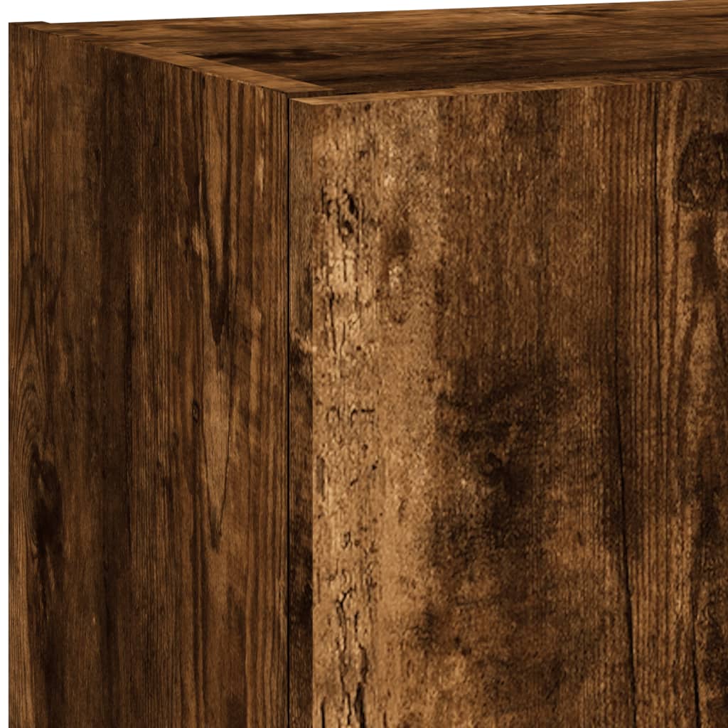 TV Cabinet with LED Lights Smoked Oak 40,5x30x102 cm