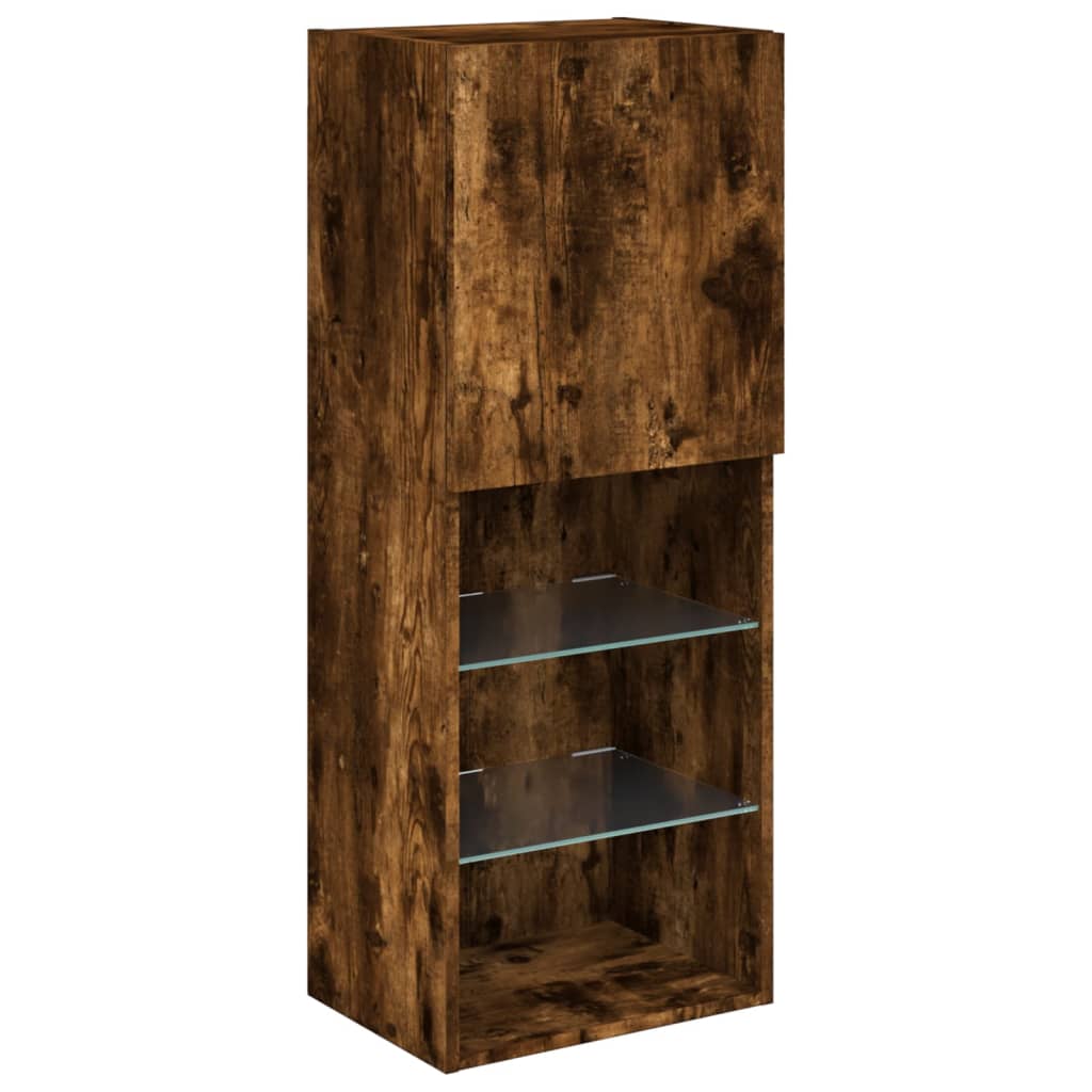 TV Cabinet with LED Lights Smoked Oak 40,5x30x102 cm