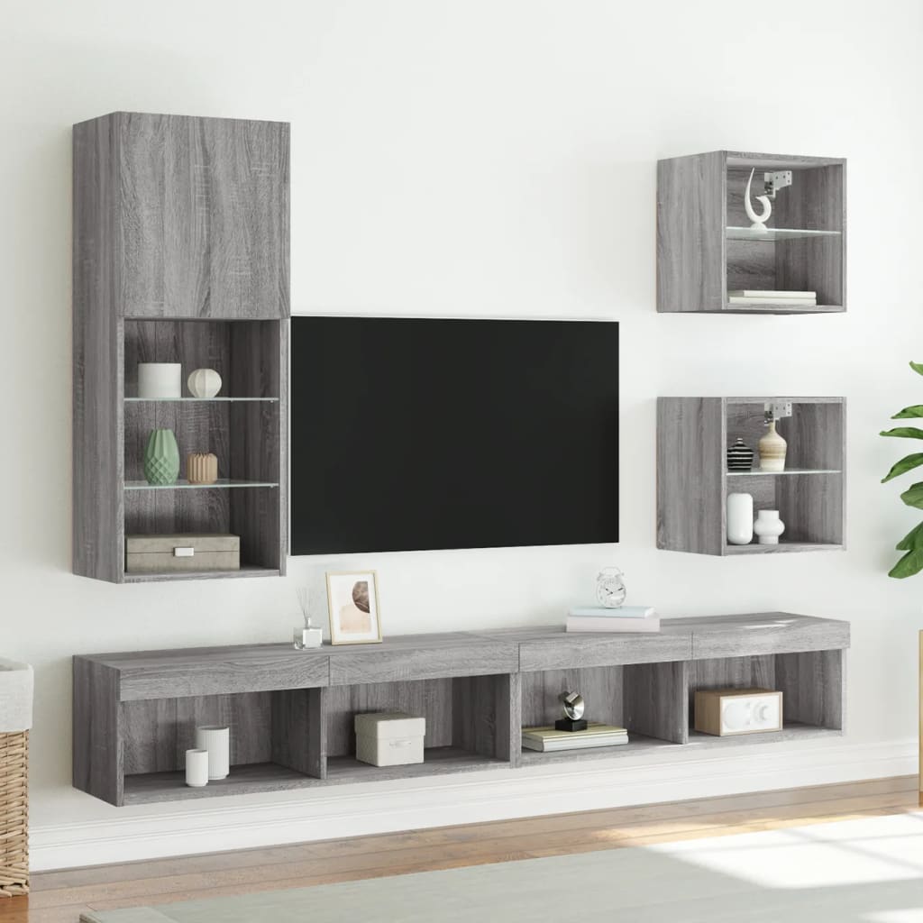 TV Cabinet with LED Lights Grey Sonoma 40,5x30x102 cm