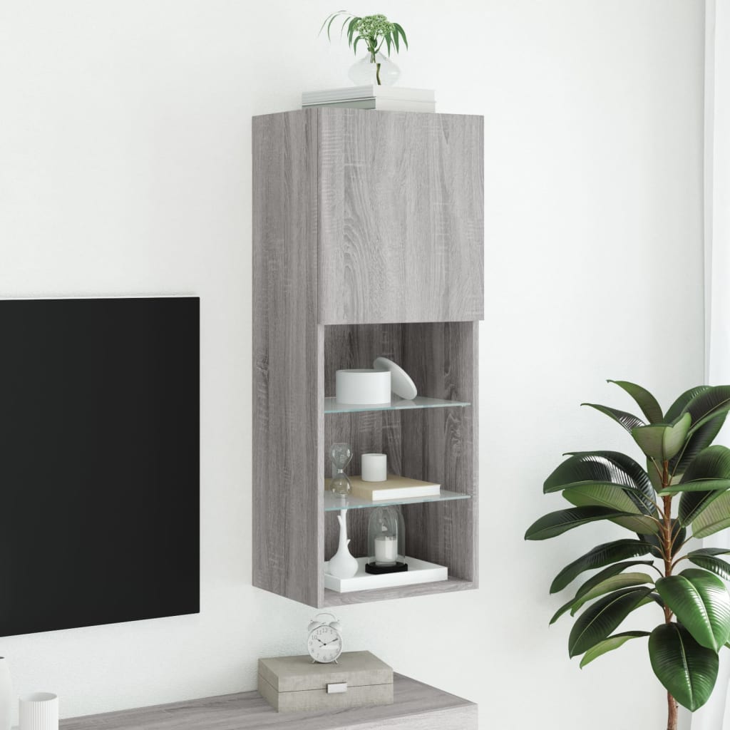 TV Cabinet with LED Lights Grey Sonoma 40,5x30x102 cm