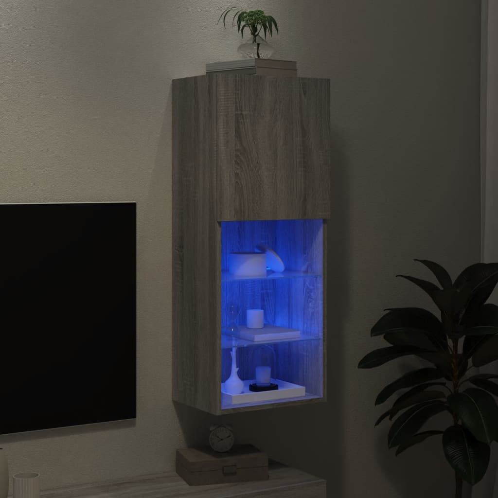 TV Cabinet with LED Lights Grey Sonoma 40,5x30x102 cm