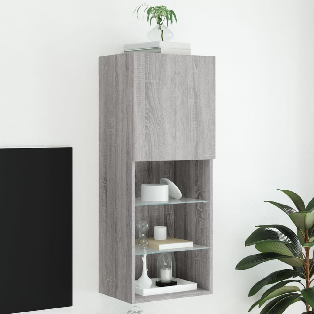 TV Cabinet with LED Lights Grey Sonoma 40,5x30x102 cm