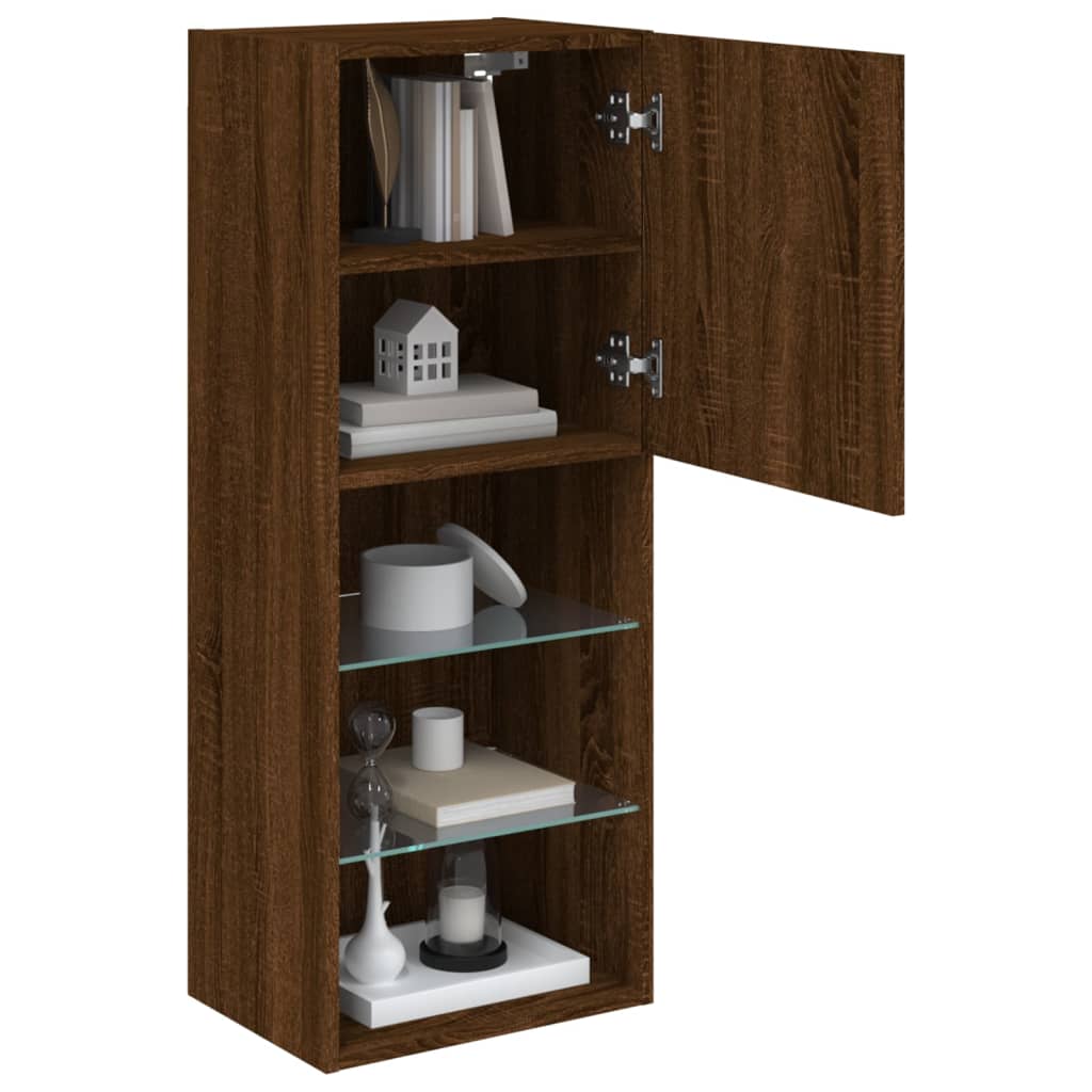 TV Cabinet with LED Lights Brown Oak 40,5x30x102 cm