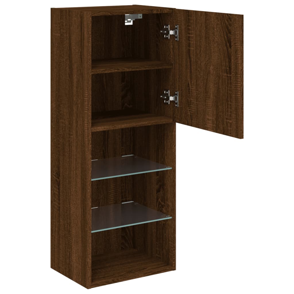 TV Cabinet with LED Lights Brown Oak 40,5x30x102 cm