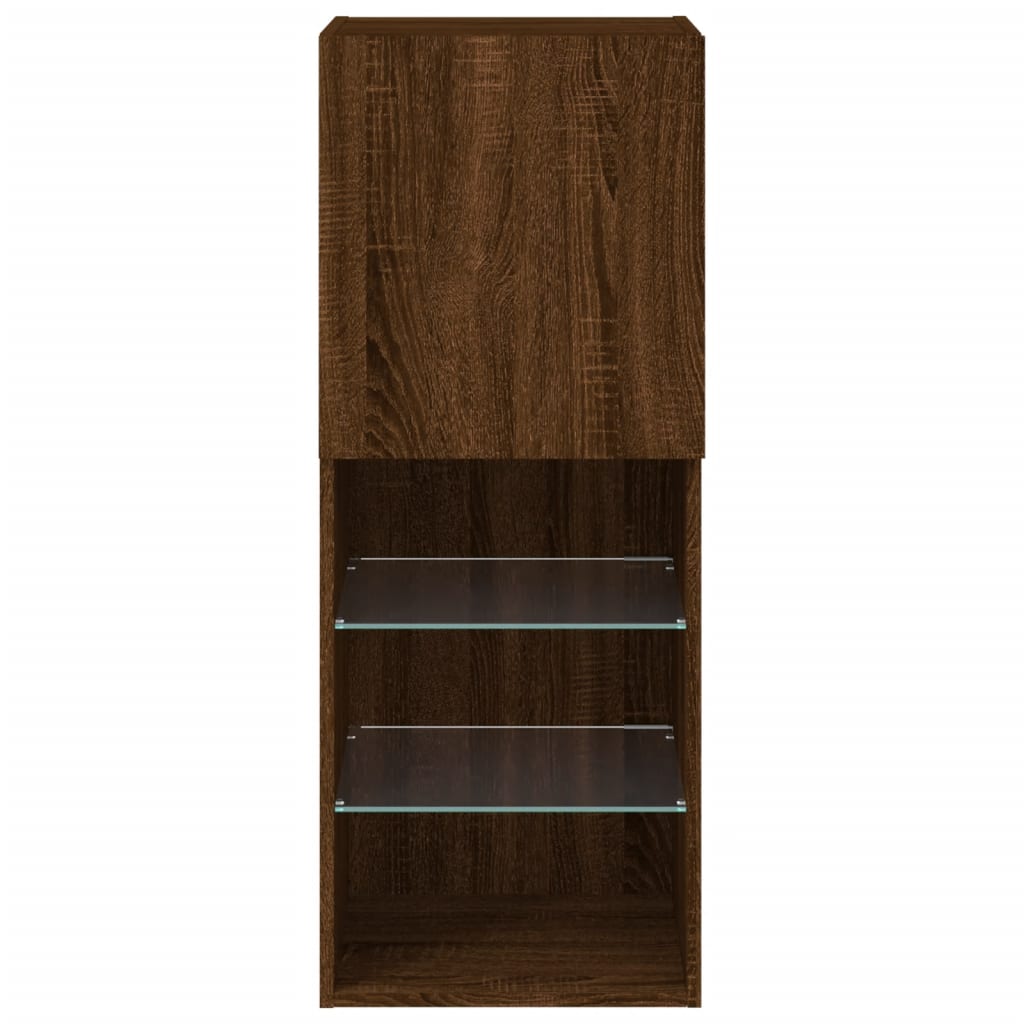 TV Cabinet with LED Lights Brown Oak 40,5x30x102 cm