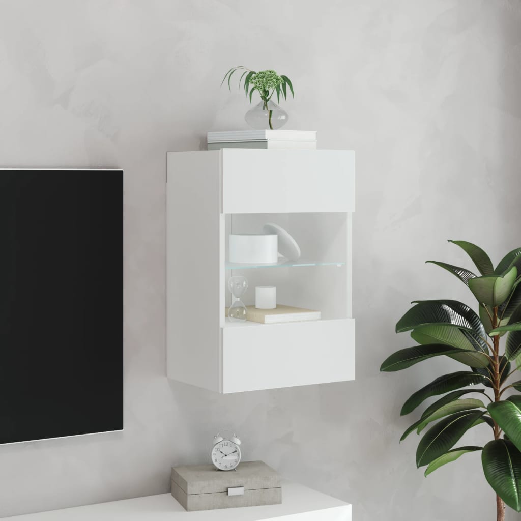 TV Wall Cabinet with LED Lights White 40x30x60,5 cm