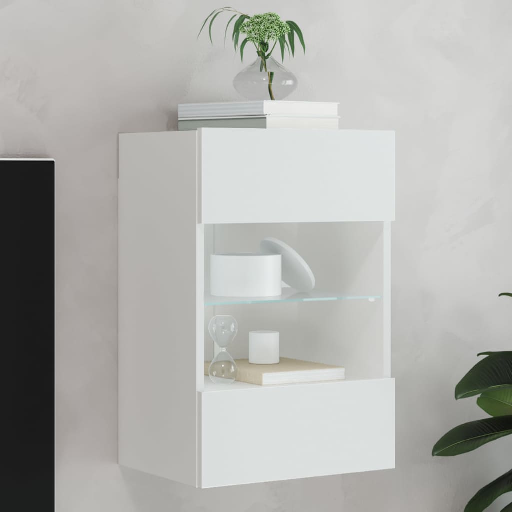 TV Wall Cabinet with LED Lights White 40x30x60,5 cm