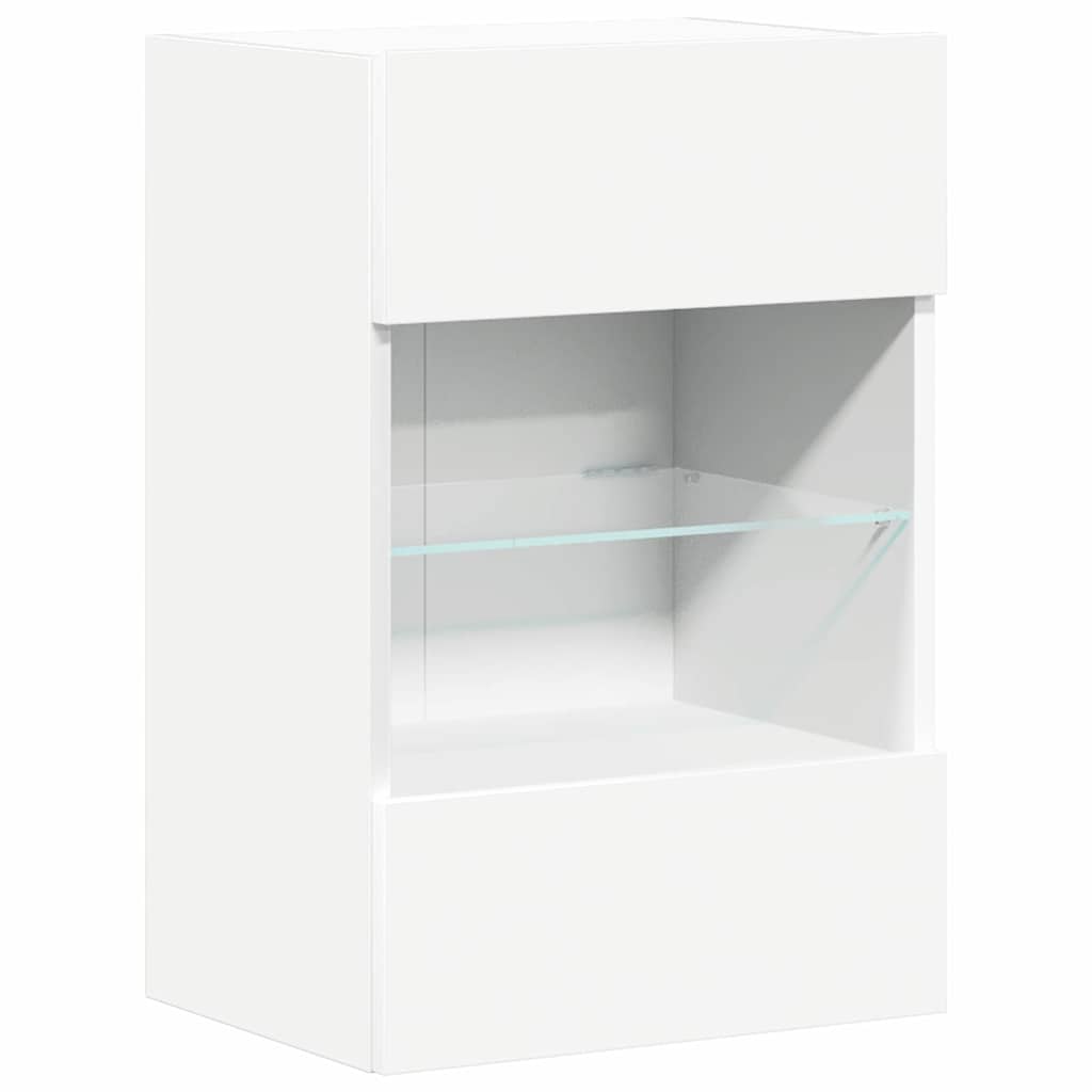 Wall Cabinets with LED Lights for TV 2 pcs White 40x30x60,5 cm