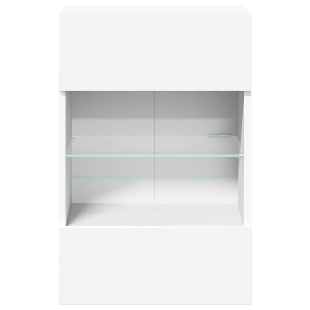 Wall Cabinets with LED Lights for TV 2 pcs White 40x30x60,5 cm