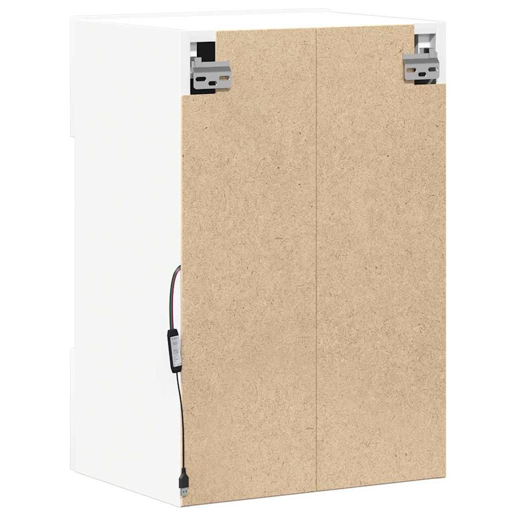 Wall Cabinets with LED Lights for TV 2 pcs White 40x30x60,5 cm