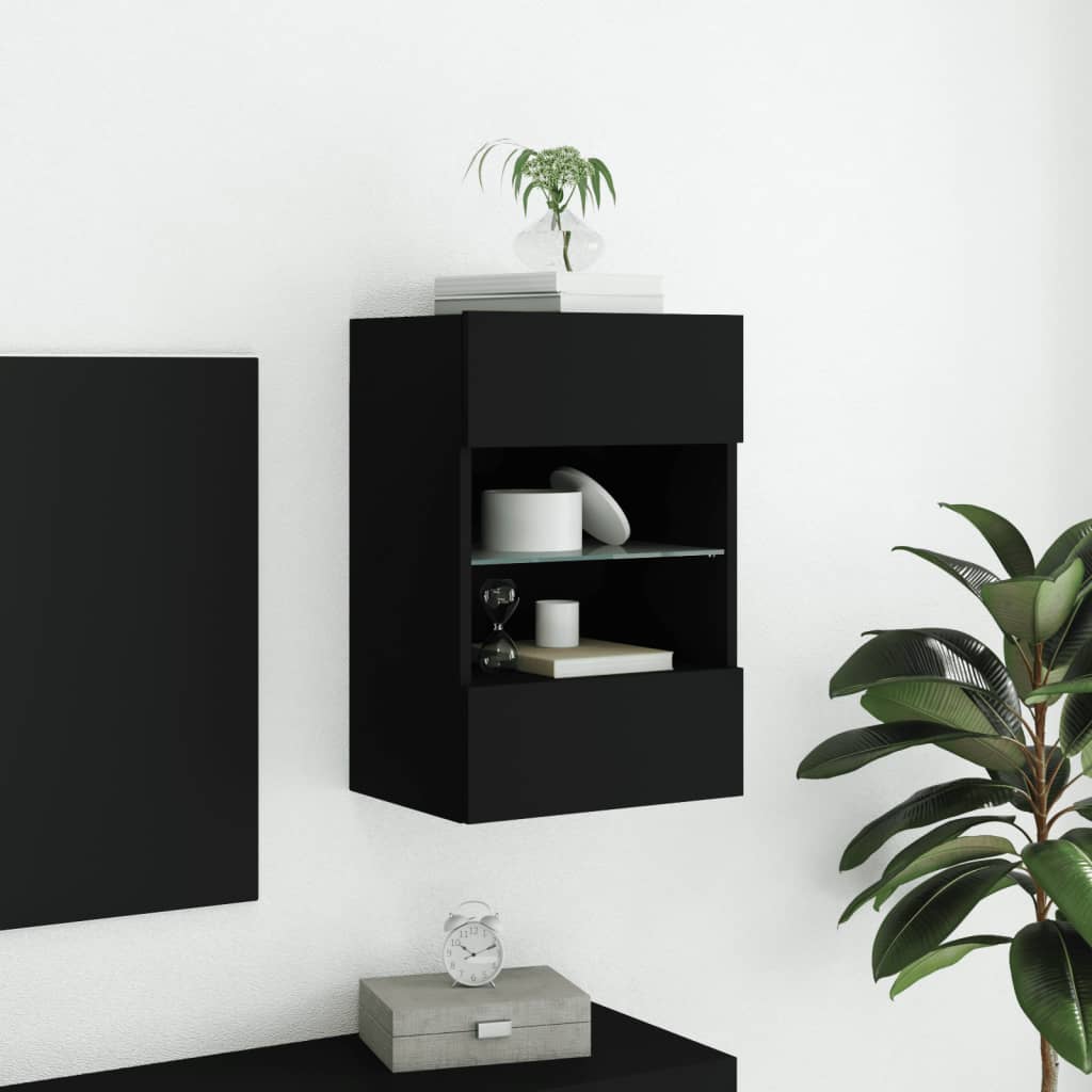 TV Wall Cabinet with LED Lights Black 40x30x60,5 cm
