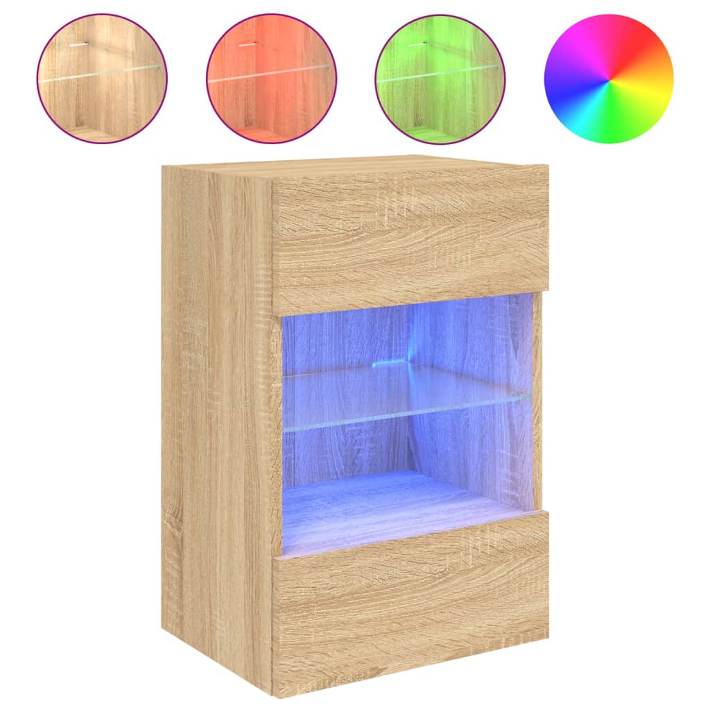 TV Wall Cabinet with LED Lights Sonoma Oak 40x30x60,5 cm