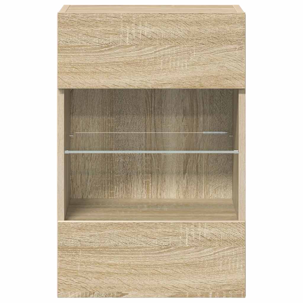 Wall Cabinets with LED Lights for TV 2 pcs Sonoma Oak 40x30x60,5 cm