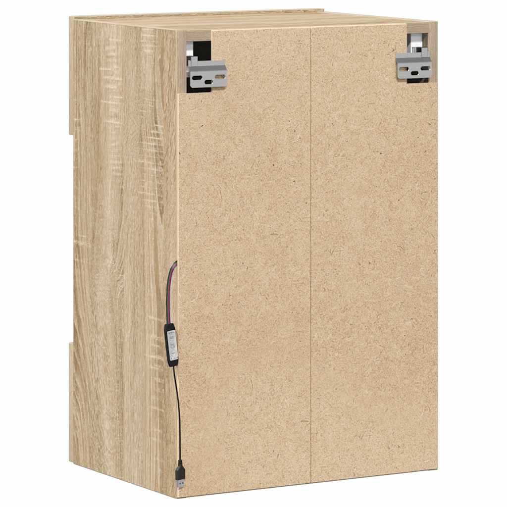 Wall Cabinets with LED Lights for TV 2 pcs Sonoma Oak 40x30x60,5 cm