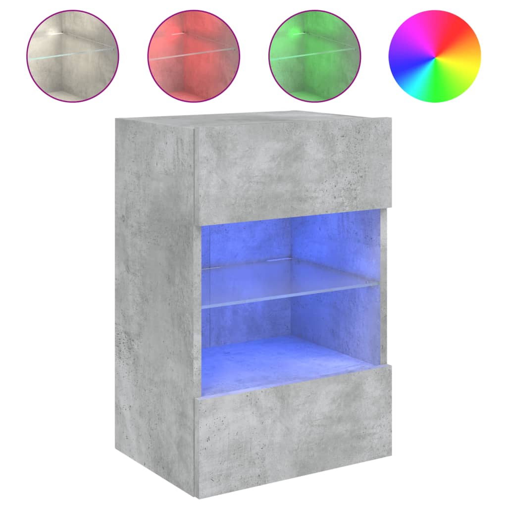 TV Wall Cabinet with LED Lights Concrete Grey 40x30x60,5 cm