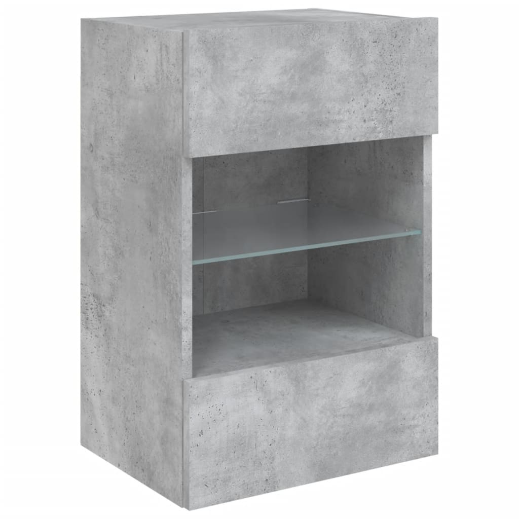 TV Wall Cabinet with LED Lights Concrete Grey 40x30x60,5 cm