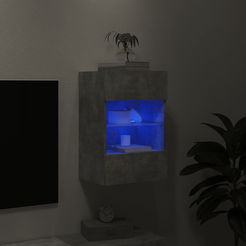TV Wall Cabinet with LED Lights Concrete Grey 40x30x60,5 cm