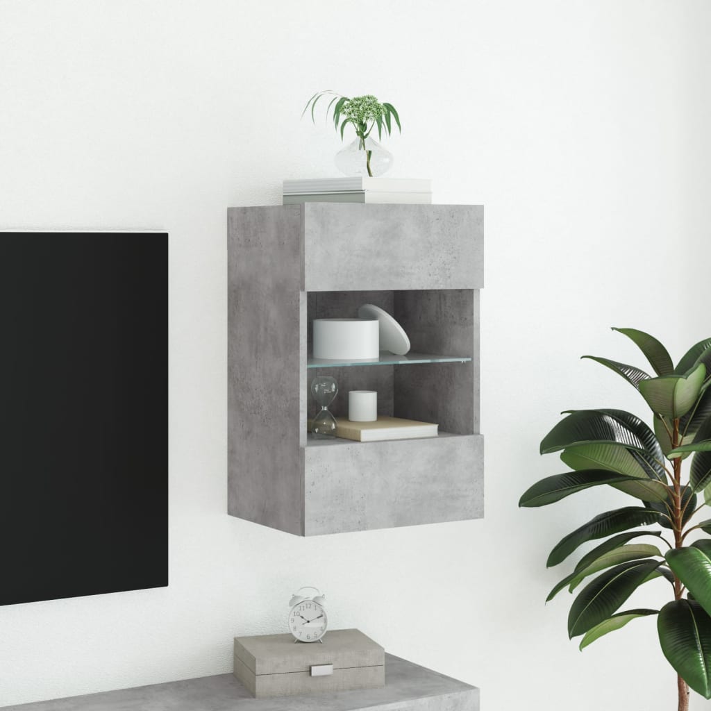 TV Wall Cabinet with LED Lights Concrete Grey 40x30x60,5 cm