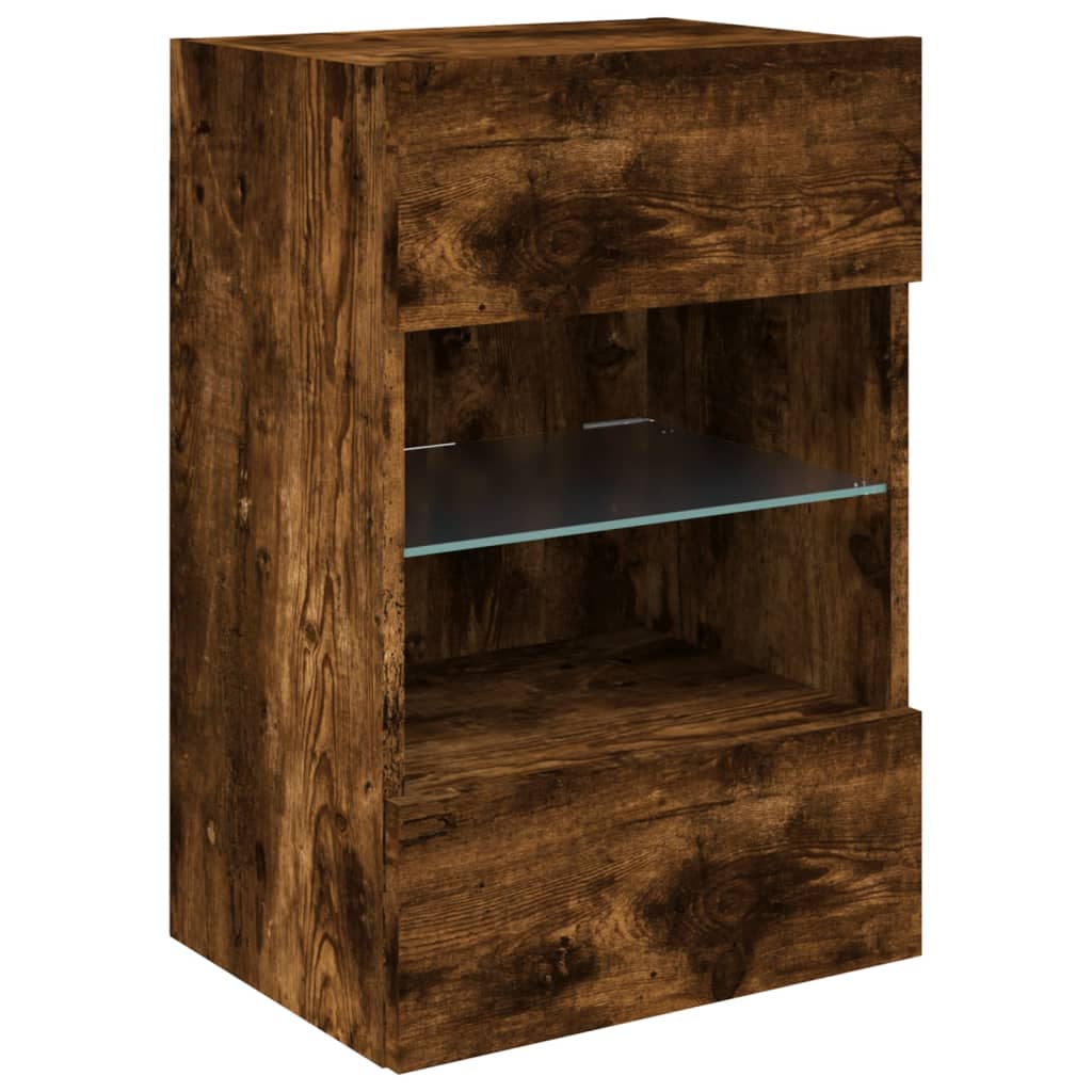 TV Wall Cabinet with LED Lights Smoked Oak 40x30x60,5 cm