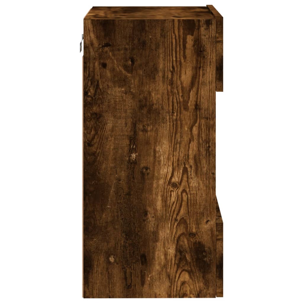 TV Wall Cabinet with LED Lights Smoked Oak 40x30x60,5 cm
