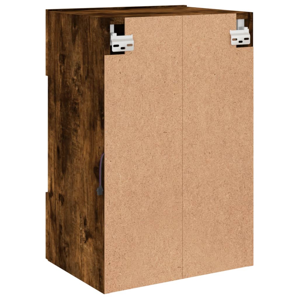 TV Wall Cabinet with LED Lights Smoked Oak 40x30x60,5 cm