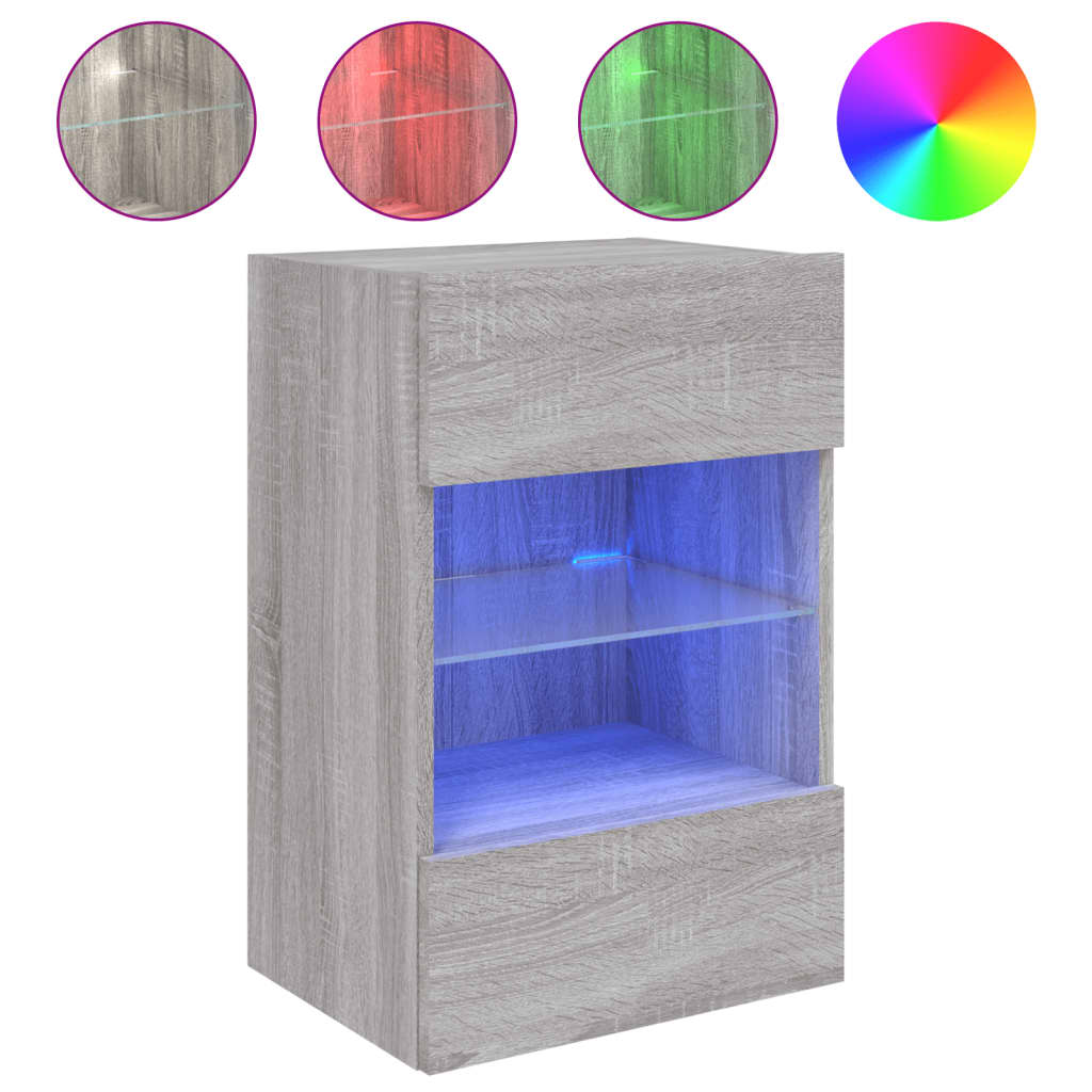 TV Wall Cabinet with LED Lights Grey Sonoma 40x30x60,5 cm