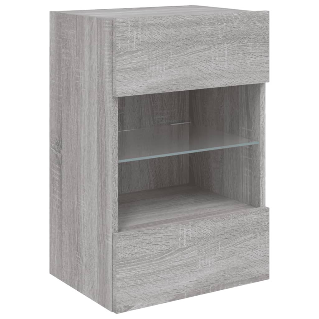 TV Wall Cabinet with LED Lights Grey Sonoma 40x30x60,5 cm