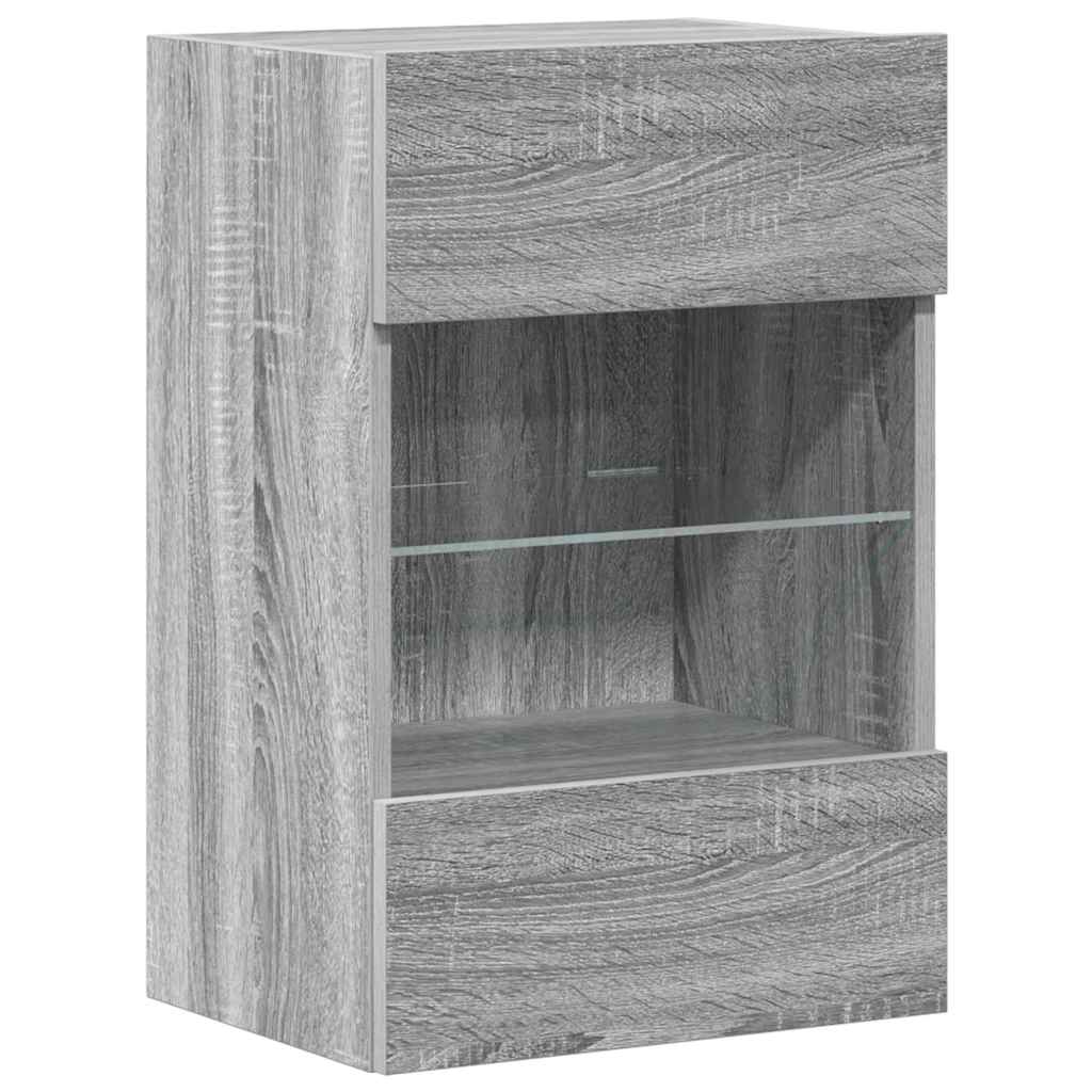 Wall Cabinets with LED Lights for TV 2 pcs Grey Sonoma 40x30x60,5 cm