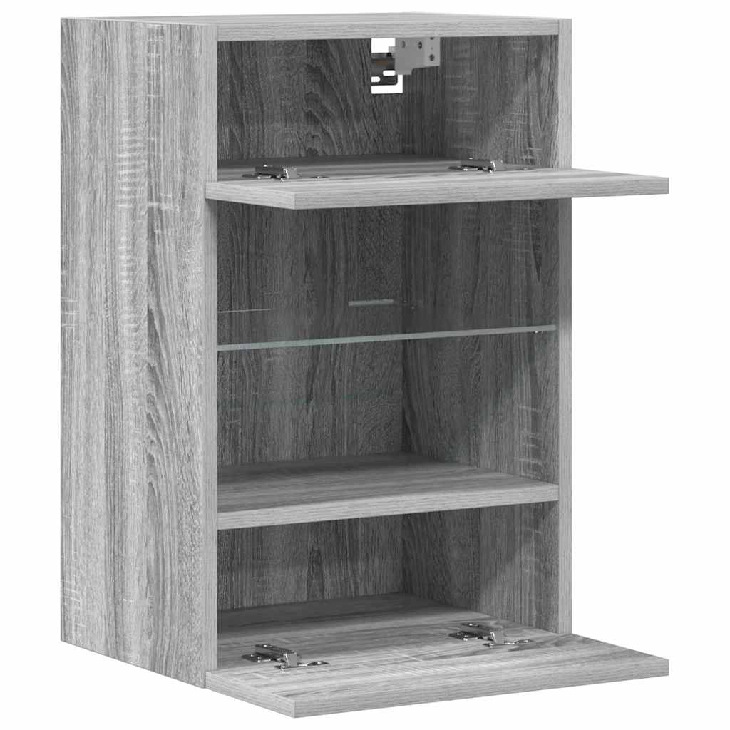 Wall Cabinets with LED Lights for TV 2 pcs Grey Sonoma 40x30x60,5 cm