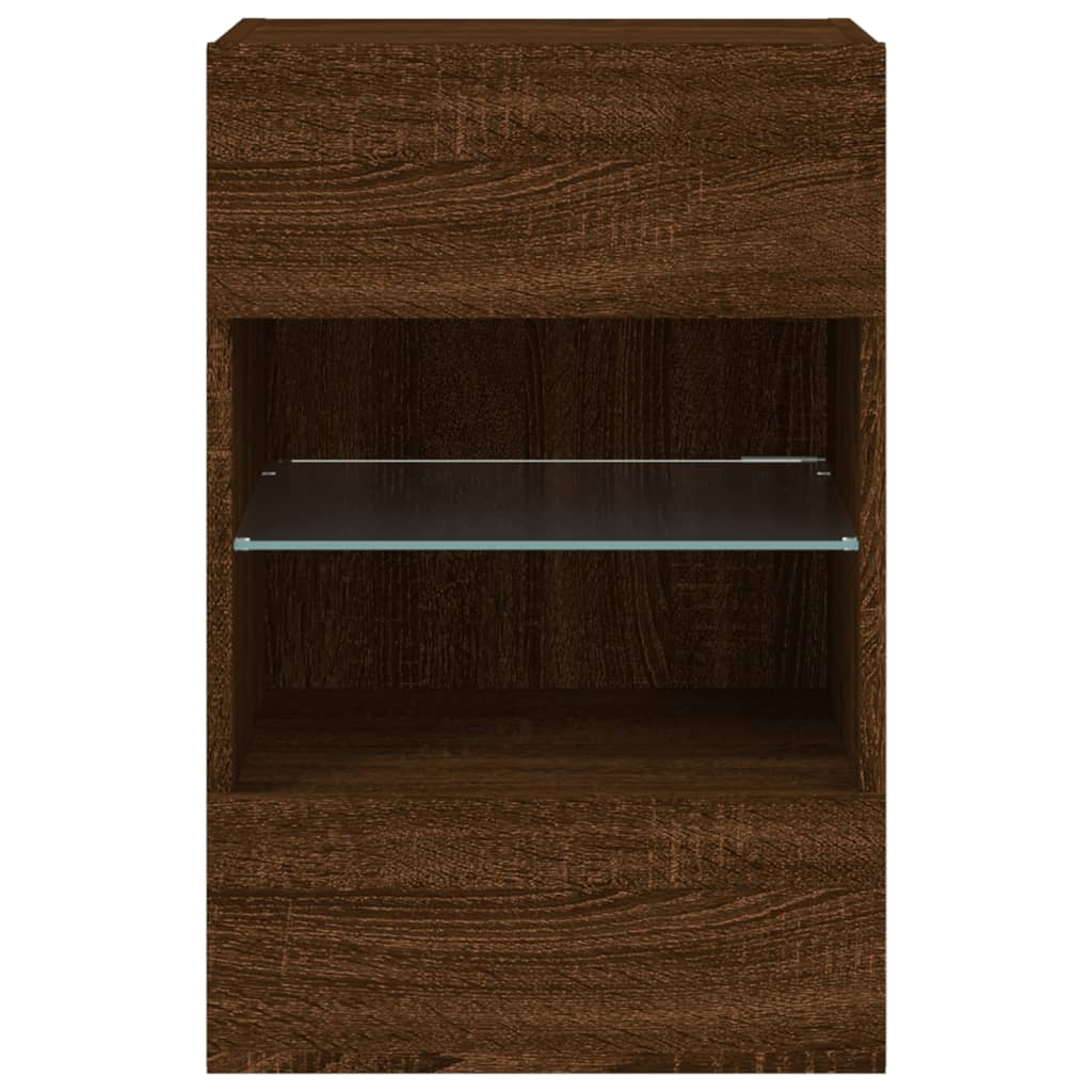 TV Wall Cabinet with LED Lights Brown Oak 40x30x60,5 cm