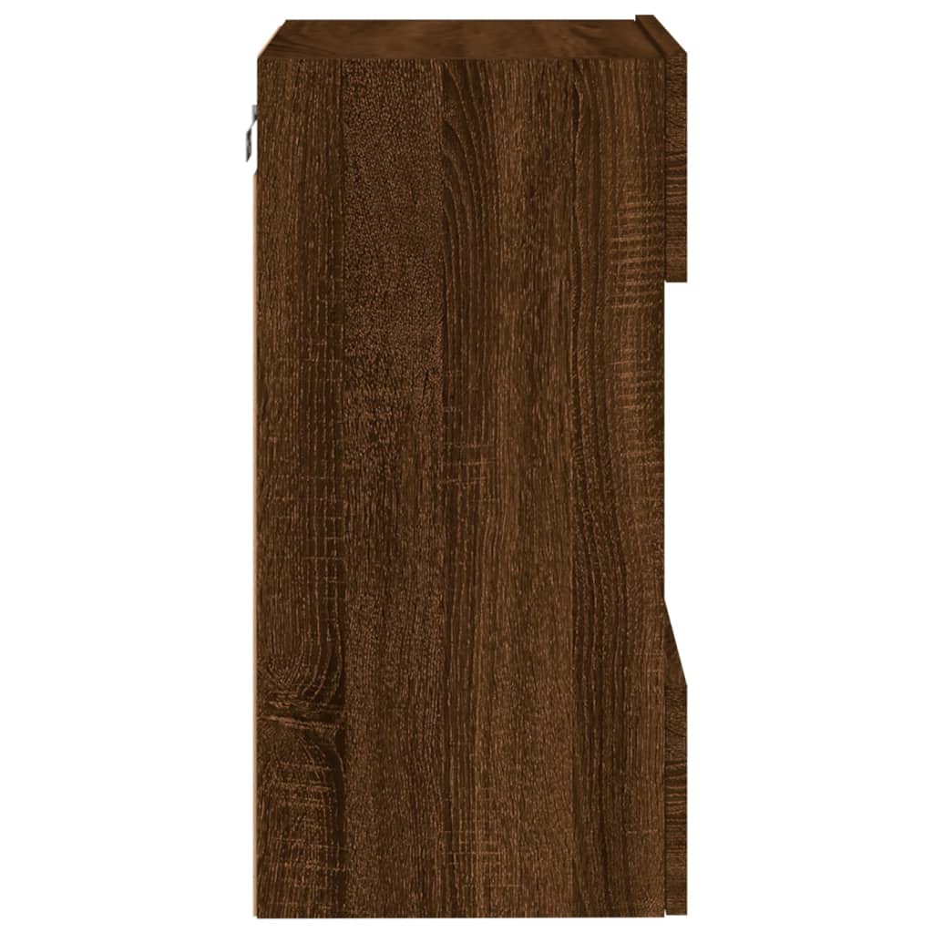 TV Wall Cabinet with LED Lights Brown Oak 40x30x60,5 cm