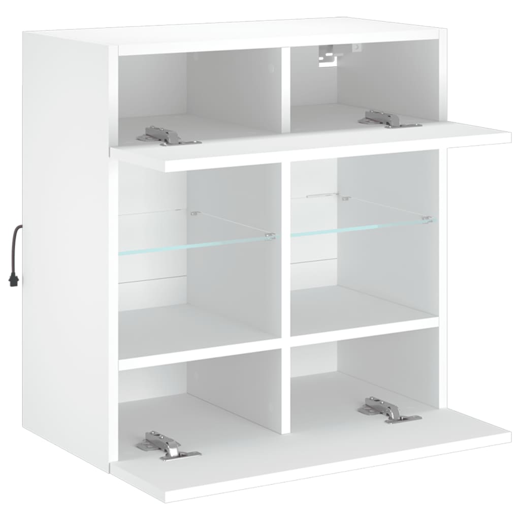 TV Wall Cabinet with LED Lights White 58,5x30x60,5 cm