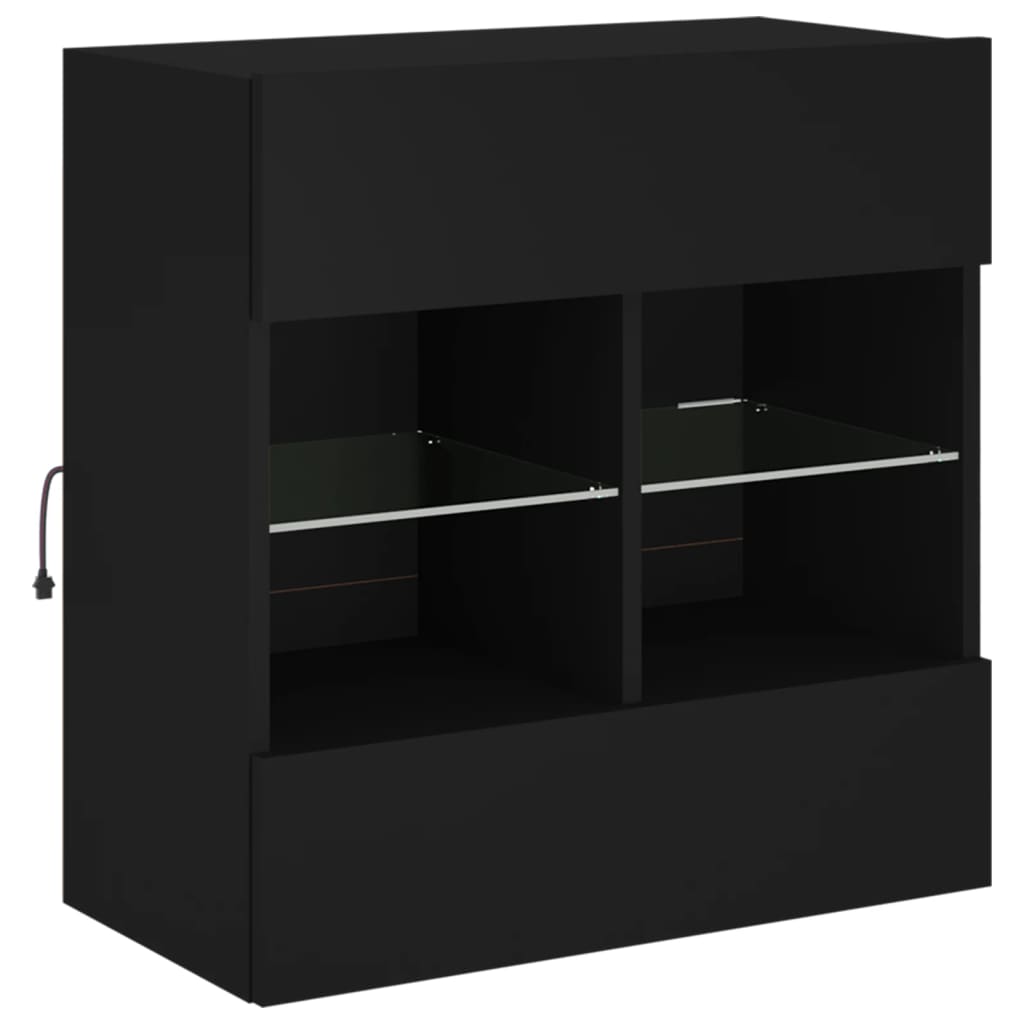 TV Wall Cabinet with LED Lights Black 58,5x30x60,5 cm