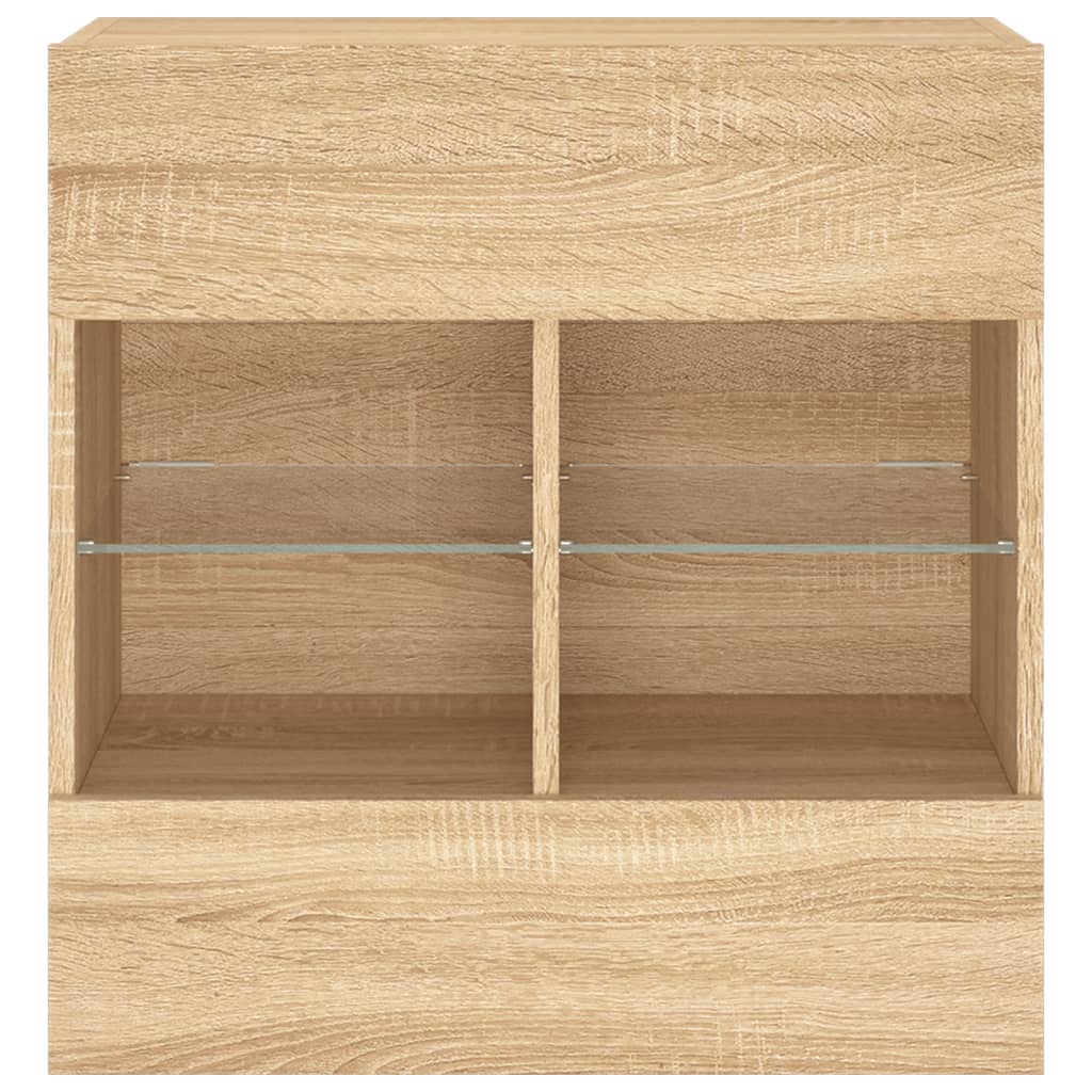TV Wall Cabinet with LED Lights Sonoma Oak 58,5x30x60,5 cm