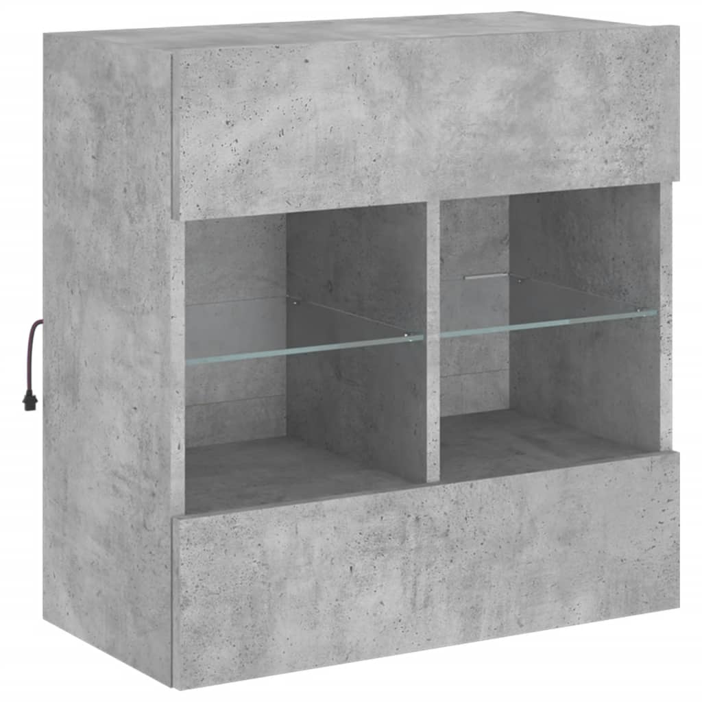 TV Wall Cabinet with LED Lights Concrete Grey 58,5x30x60,5 cm