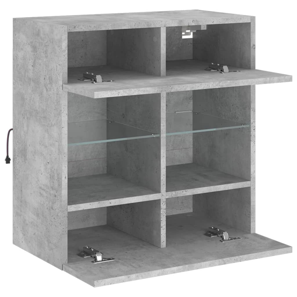 TV Wall Cabinet with LED Lights Concrete Grey 58,5x30x60,5 cm