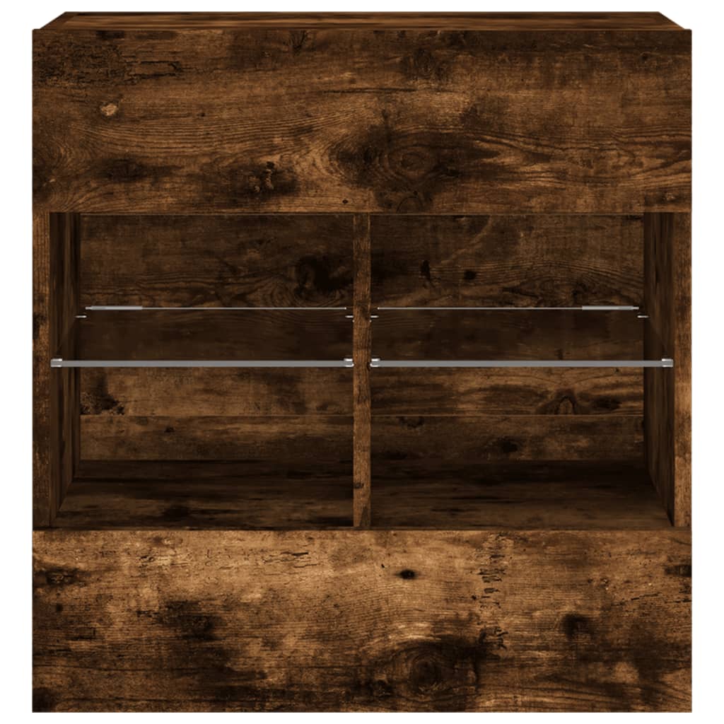 TV Wall Cabinet with LED Lights Smoked Oak 58,5x30x60,5 cm