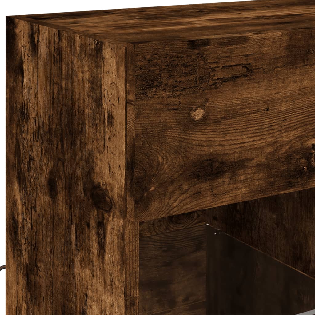 TV Wall Cabinet with LED Lights Smoked Oak 58,5x30x60,5 cm
