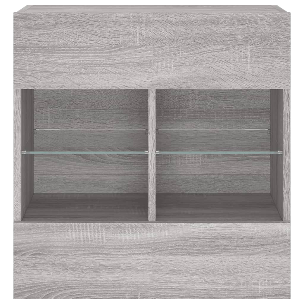 TV Wall Cabinet with LED Lights Grey Sonoma 58,5x30x60,5 cm
