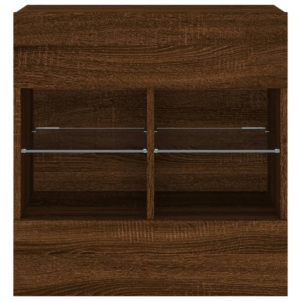 TV Wall Cabinet with LED Lights Brown Oak 58,5x30x60,5 cm