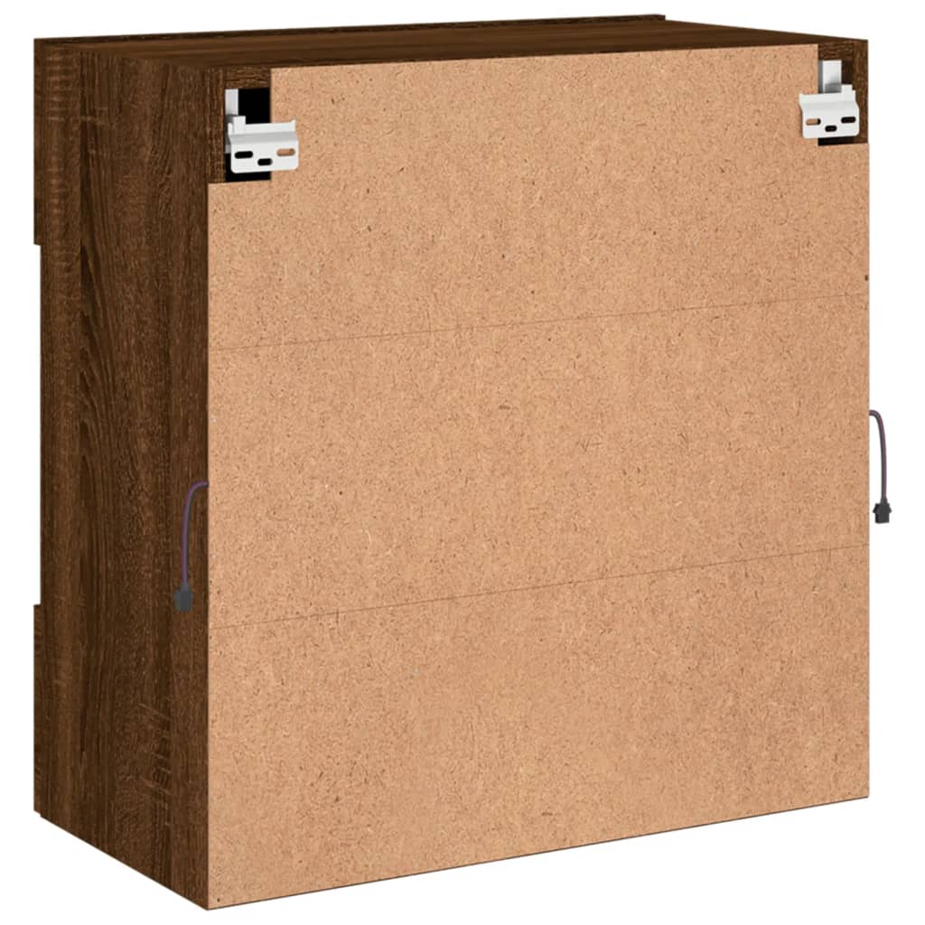 TV Wall Cabinet with LED Lights Brown Oak 58,5x30x60,5 cm