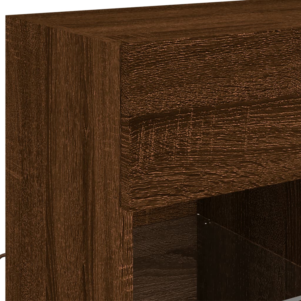 TV Wall Cabinet with LED Lights Brown Oak 58,5x30x60,5 cm