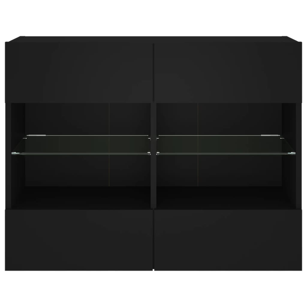 TV Wall Cabinet with LED Lights Black 78,5x30x60,5 cm